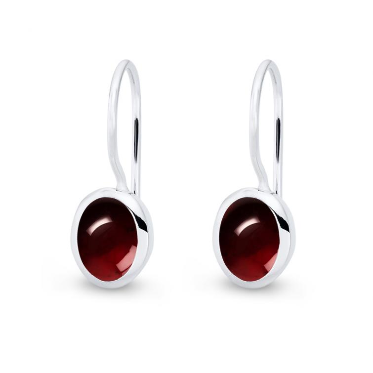 Cocktail Earring Oval Granat 