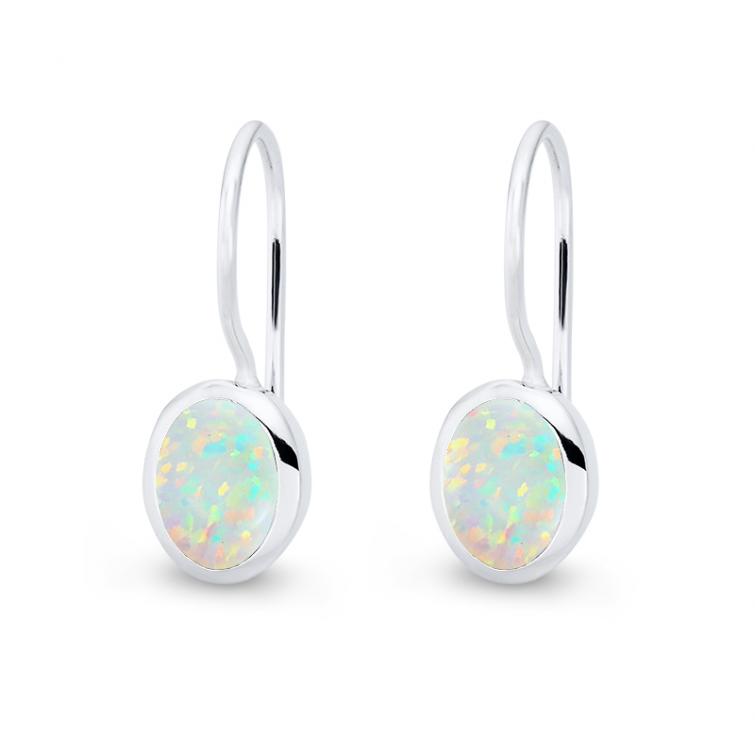 Cocktail Earring Oval Opal weiß 