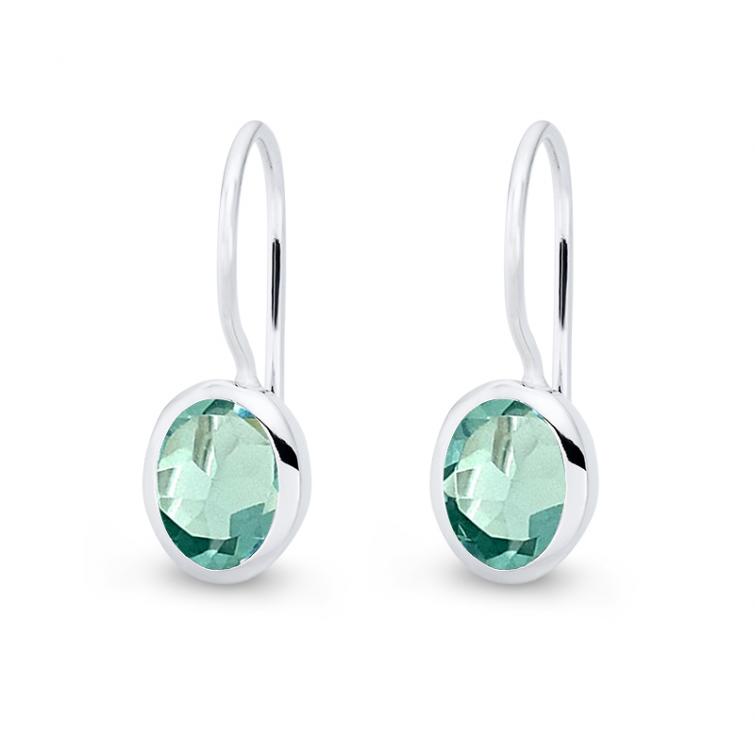 Cocktail Earring Oval Green Quartz 