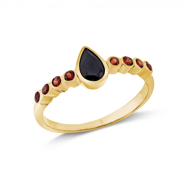 Ring Lunaria Onyx / Granat 