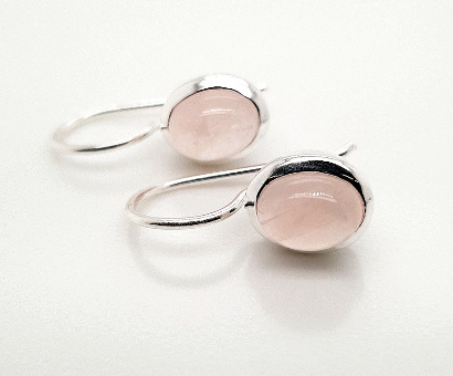 Cocktail Earring Oval Rose Quarz 