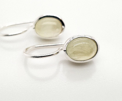 Cocktail Earring Oval Prehnit 