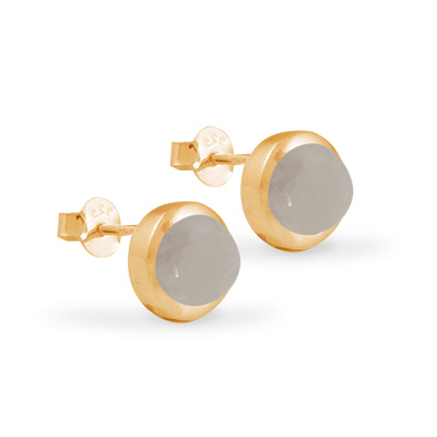 Cocktail Studs Basic Grey Moonstone Goldplated 