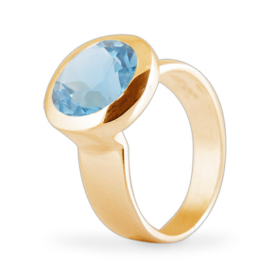 Cocktail Ring Basic Blue Topaz Goldplated 
